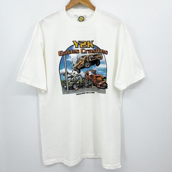 Vintage Y2K Balzout Gates Crashes DOS VS. MS Windows Humor Funny Shirt - Picture 2 of 5